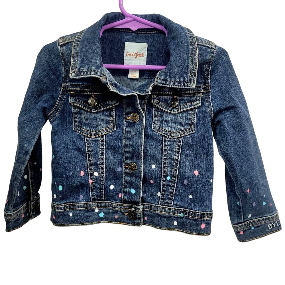 Cat & Jack Denim Paint Splatter‎ Jacket Girl's Size 2T